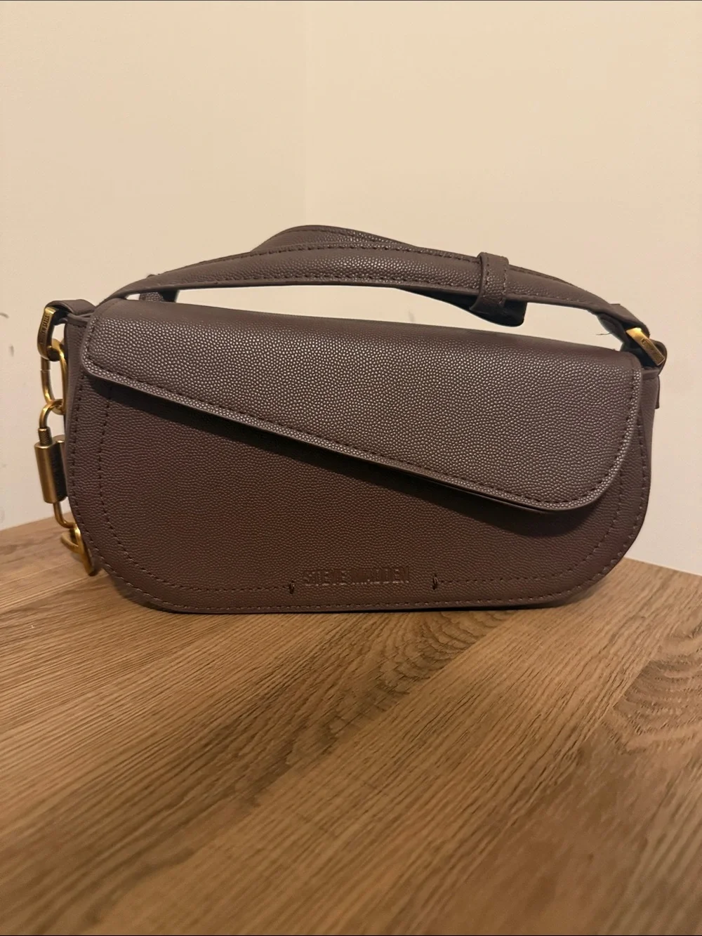 Steve Madden Taupe Shoulder Bag with Gold Hardware